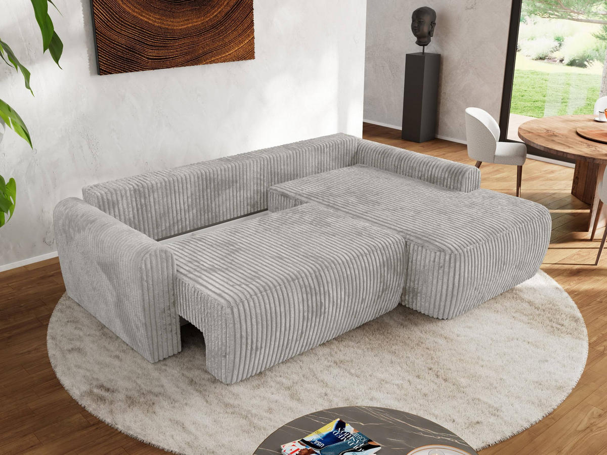 ECKSCHLAFSOFA CUBO L Grau Cord - rechts - Schwarz/Grau, Kunststoff/Textil (187/273cm) - MKS