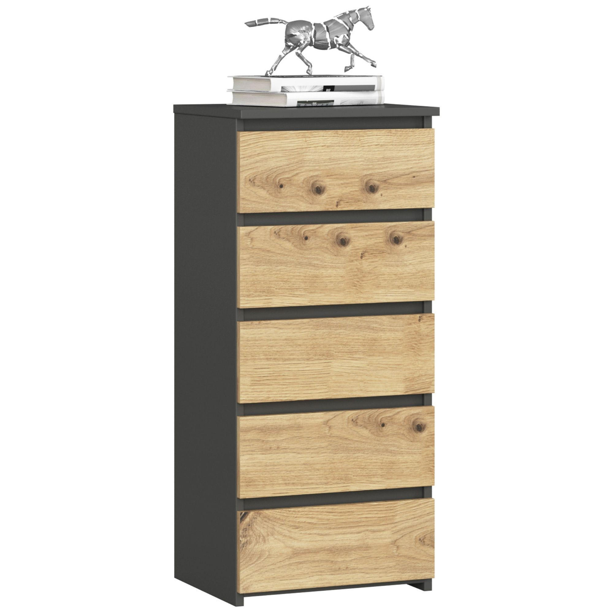KOMMODE Grau, Eiche Artisan 40x35x92 cm - Eiche Artisan/Grau, Holzwerkstoff (40/92/35cm) - Akord