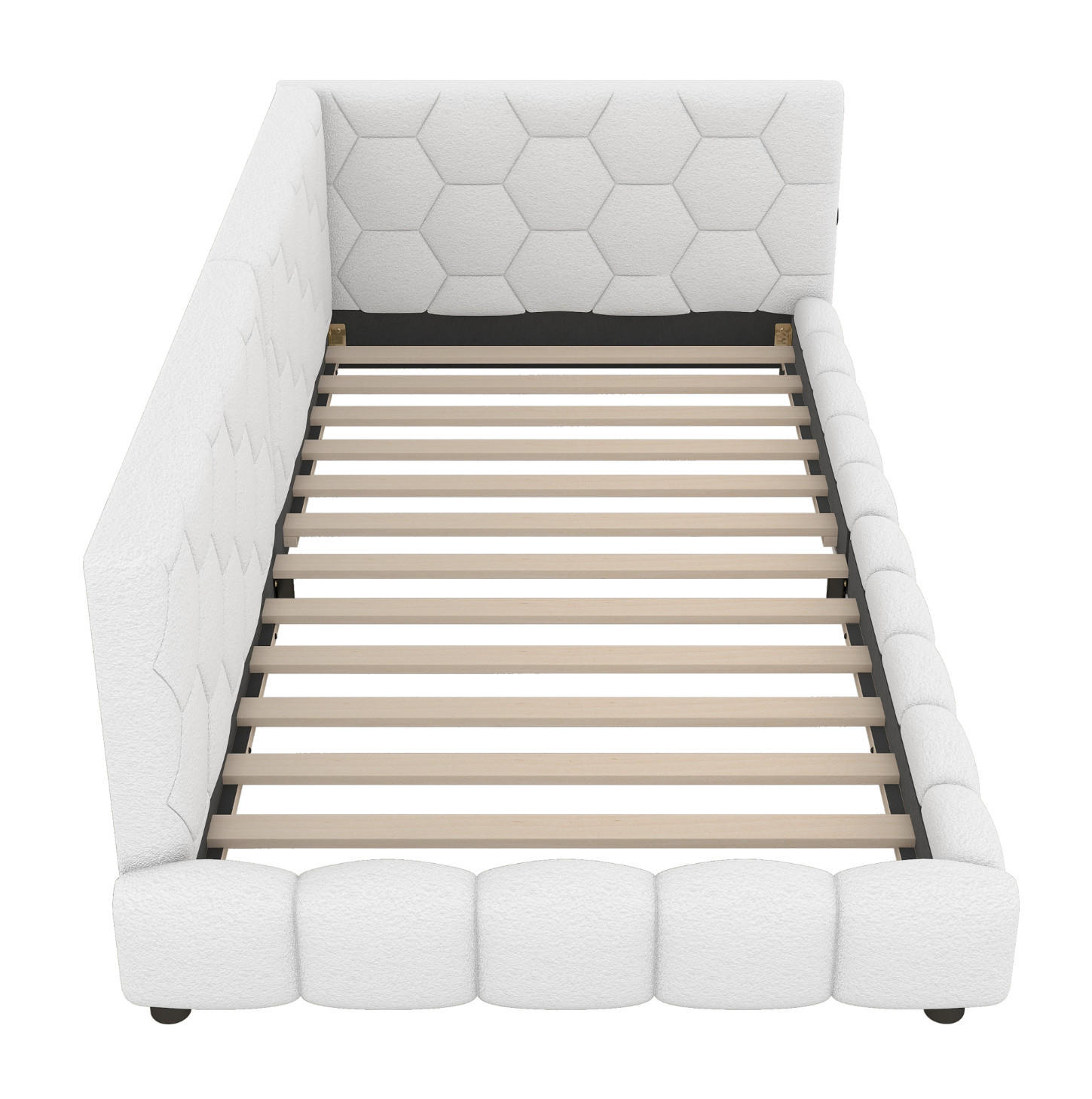 POLSTERBETT 90/200 cm Weiß aus Vliesimitat und MDF mit USB-Anschluss und Umgebungslicht - Weiß, Textil (90/200cm) - OKMYHOME