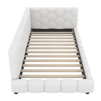 POLSTERBETT 90/200 cm Weiß aus Vliesimitat und MDF mit USB-Anschluss und Umgebungslicht - Weiß, Textil (90/200cm) - OKMYHOME