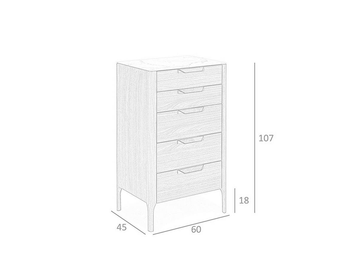 KOMMODE Walnuss Stahl Weiß 60/45/107 cm - Edelstahlfarben/Walnussfarben, Holz/Stein (60/107/45cm) - ANGEL CERDA