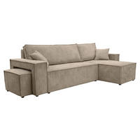 ECKSOFA Mit Schlaffunktion Und Pouf, Cordstoff Poso, Dunkelbeige, Rechts, Best L Mit Pouf - Beige, Holz (244/145cm) - Kaiser Möbel