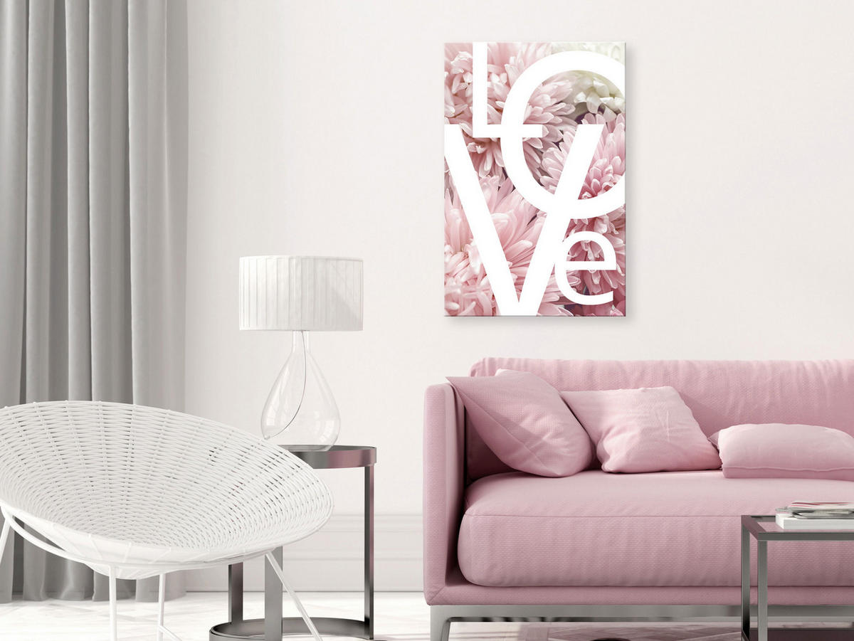 KUNSTDRUCK Rosa 40/60 cm - Pink/Weiß, Textil (40/60cm) - KUNSTLOFT