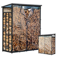 KAMINHOLZREGAL Außen Pro 130/70/185 cm Metall Anthrazit mit Wetterschutz Transparent 1,6 m³ / 2 SRM - Transparent/Anthrazit, Metall (130/185/70cm) - QUICK STAR