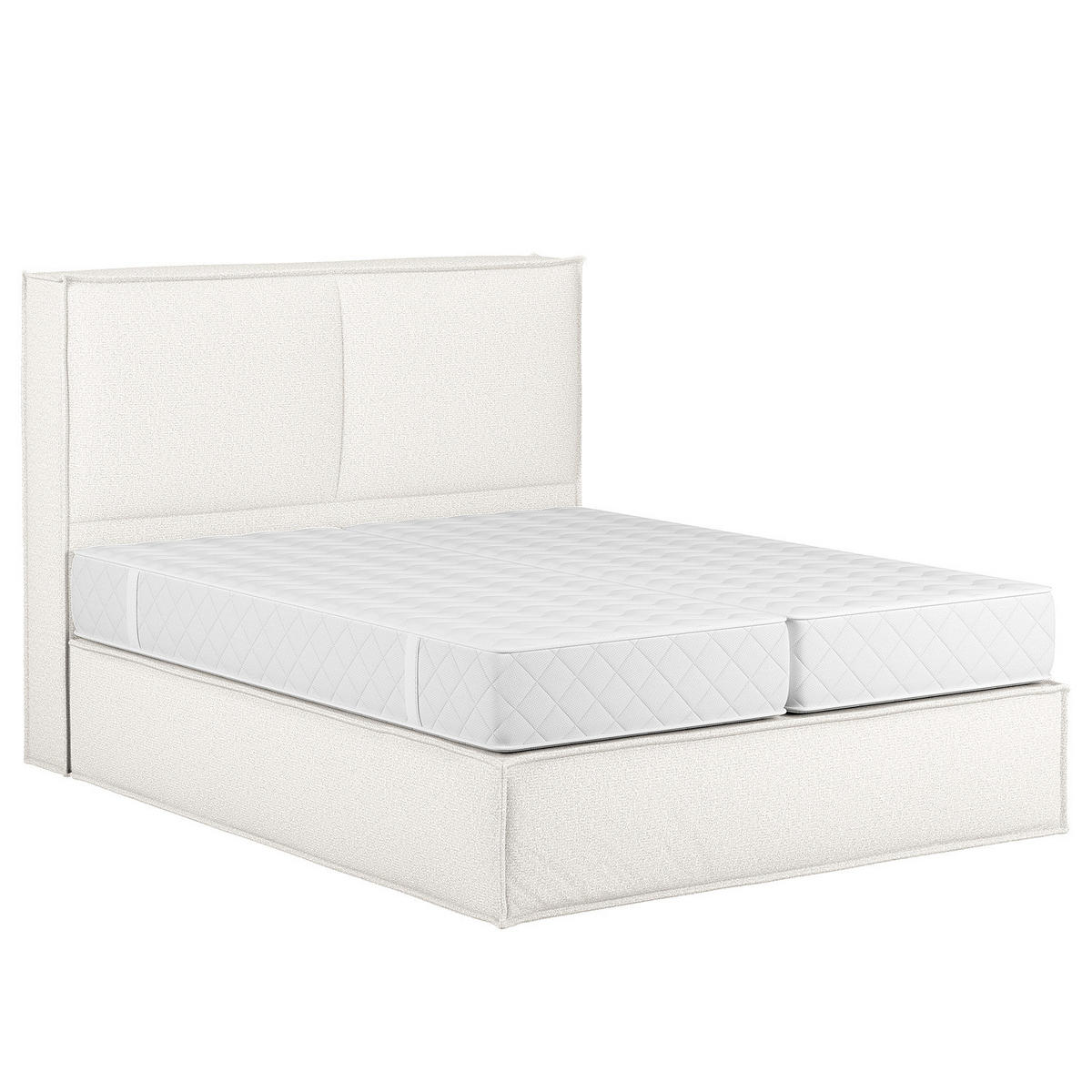 BOXSPRINGBETT mit Kopfteil - Premium - Weiß, Textil (140/200cm) - home24