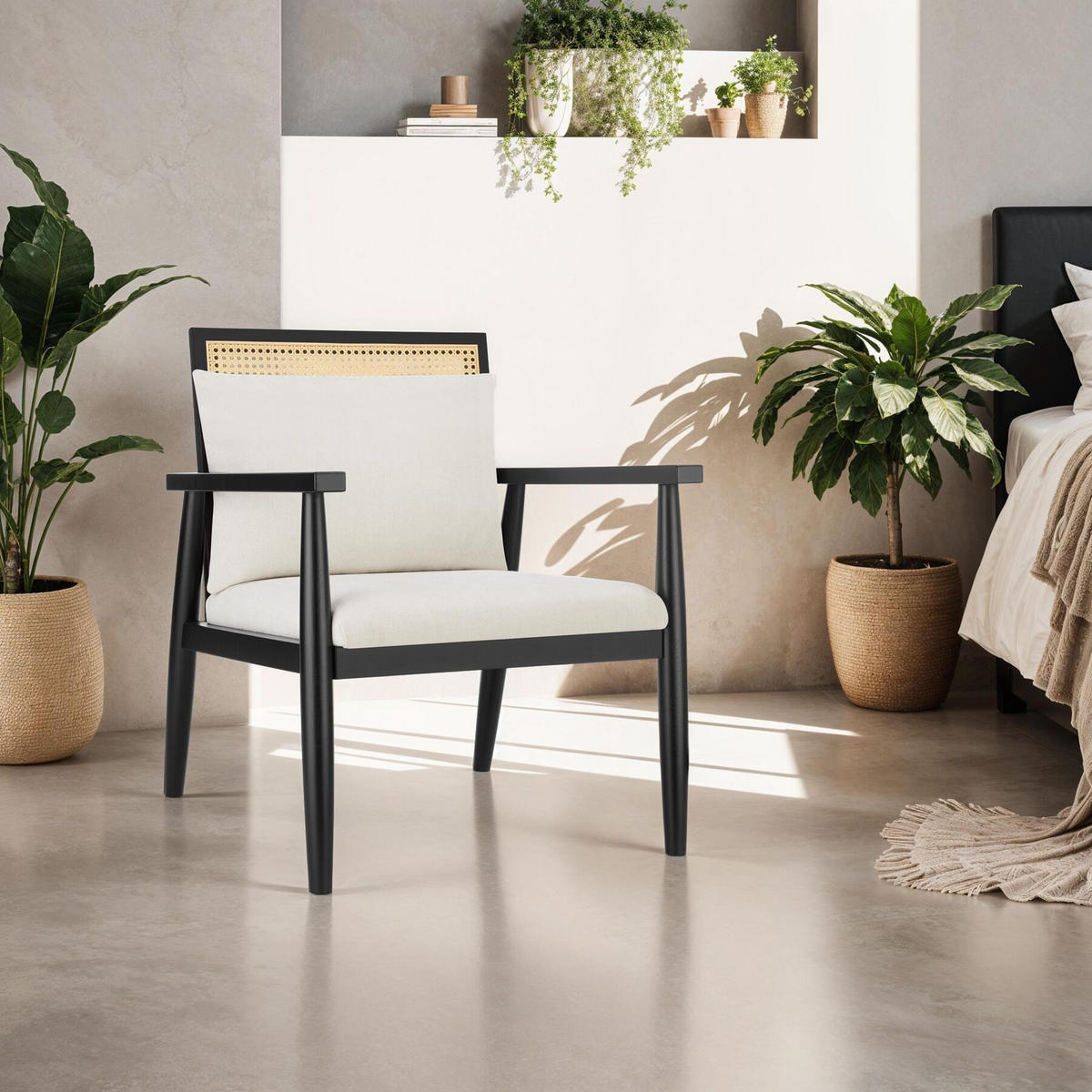 LOUNGESESSEL Manuela,67 x 70 x 82 cm,weiß - Weiß, Holz (67/82/70cm) - tectake