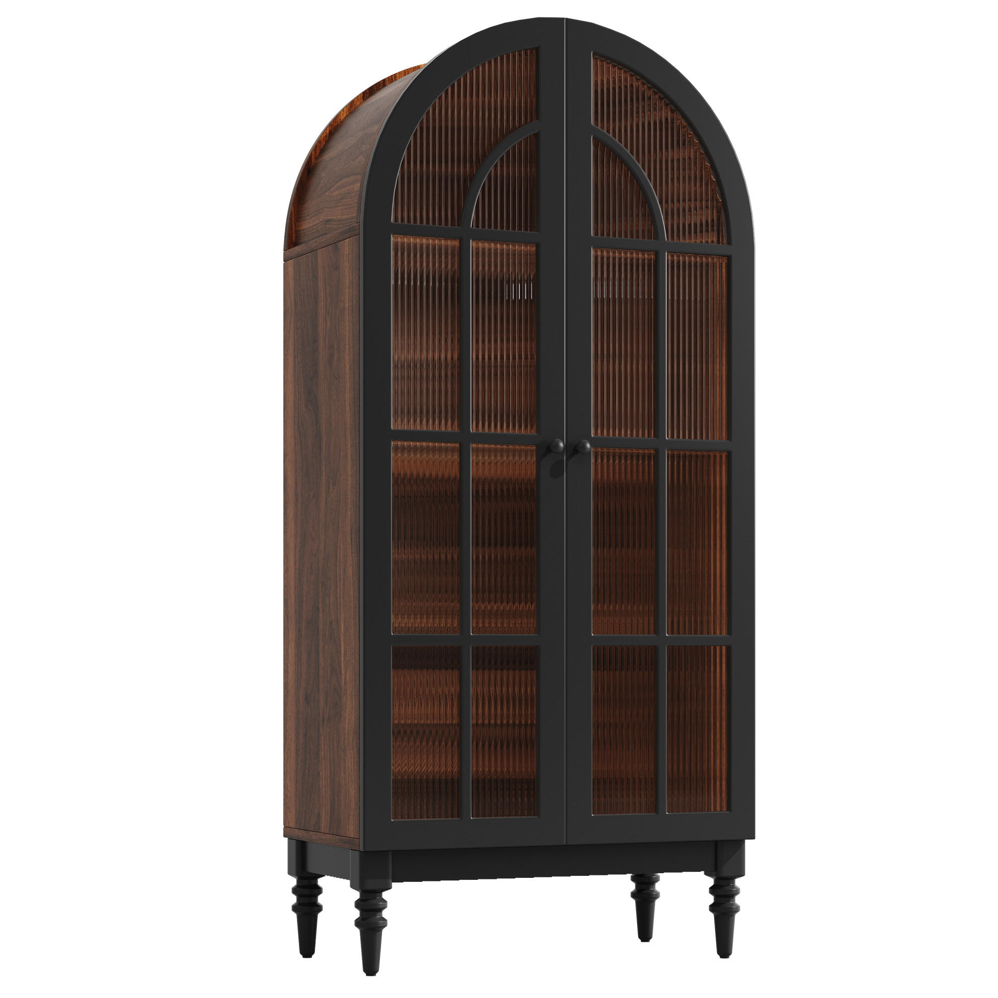 KOMMODE aus MDF 76x35.5x165cm in Schwarz mit Glastüren - Schwarz, Holzwerkstoff (76/76/35.5cm) - Modfu