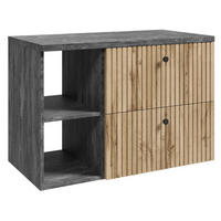 WASCHBECKENUNTERSCHRANK Saros 2 Schubladen Eiche - 90 x 45 x 61 cm - Eichefarben, Holz (90/61/45cm) - Badplaats