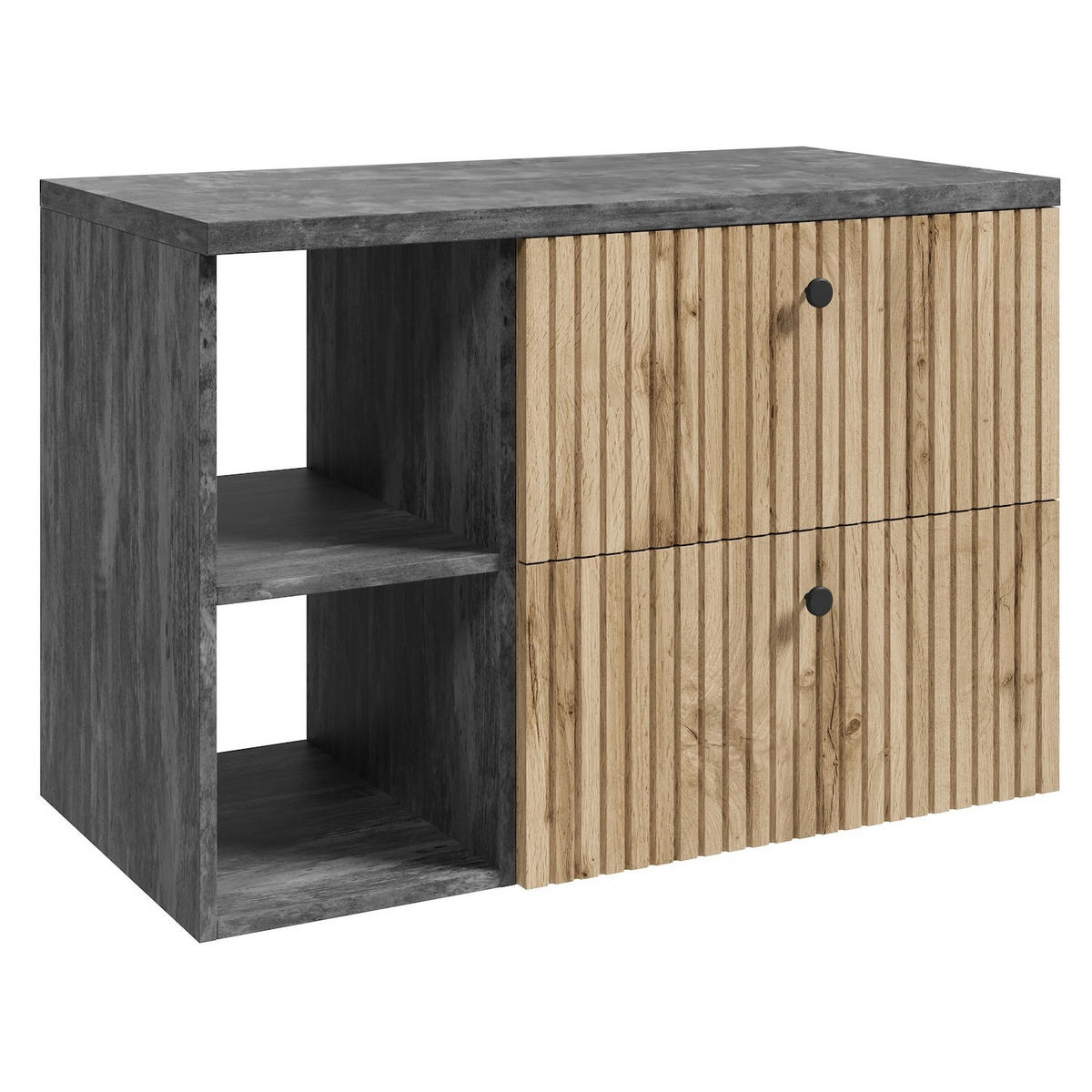 WASCHBECKENUNTERSCHRANK Saros 2 Schubladen Eiche - 90 x 45 x 61 cm - Eichefarben, Holz (90/61/45cm) - Badplaats