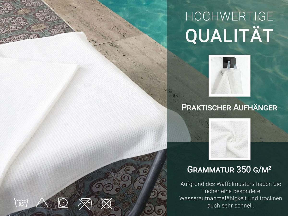 SAUNATUCH, 2er-Set, 70x180 cm, 100% Baumwolle, Weiß - Weiß, Textil (70/180cm) - Zollner