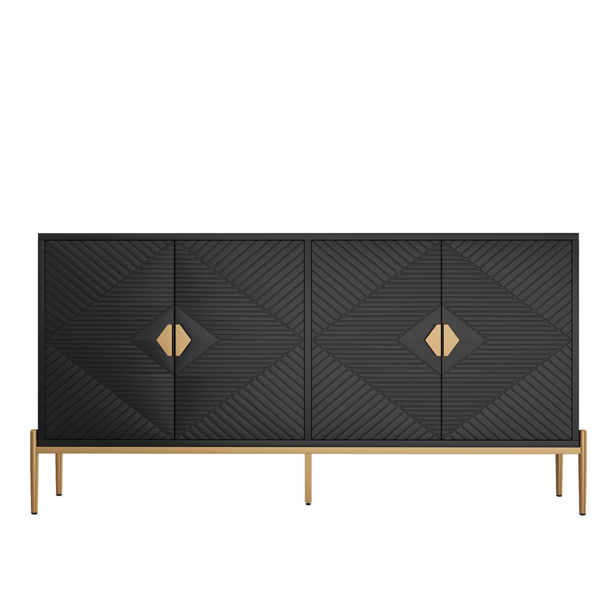 SIDEBOARD 162x40x80 cm Stauraum - Schwarz, Holz (162/80/40cm) - Fortuna Lai
