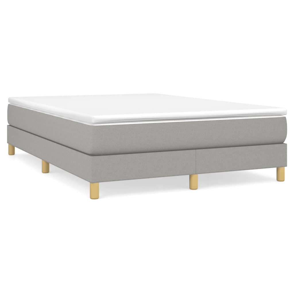 BOXBETT Mit Matratze Hellgrau 140/200 Cm Stoff - Weiß, Textil (140/200cm) - vidaXL