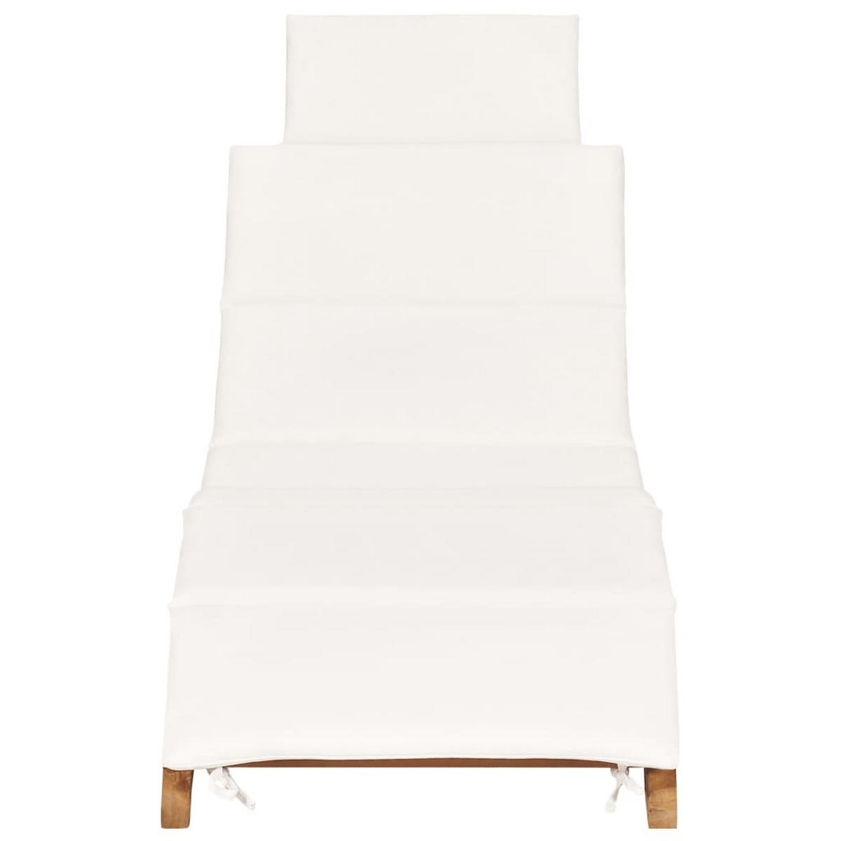 KLAPPBARE Sonnenliege mit Cremeweißer Auflage Massivholz Teak - Weiß, Holz (50/55/175cm) - furnicato