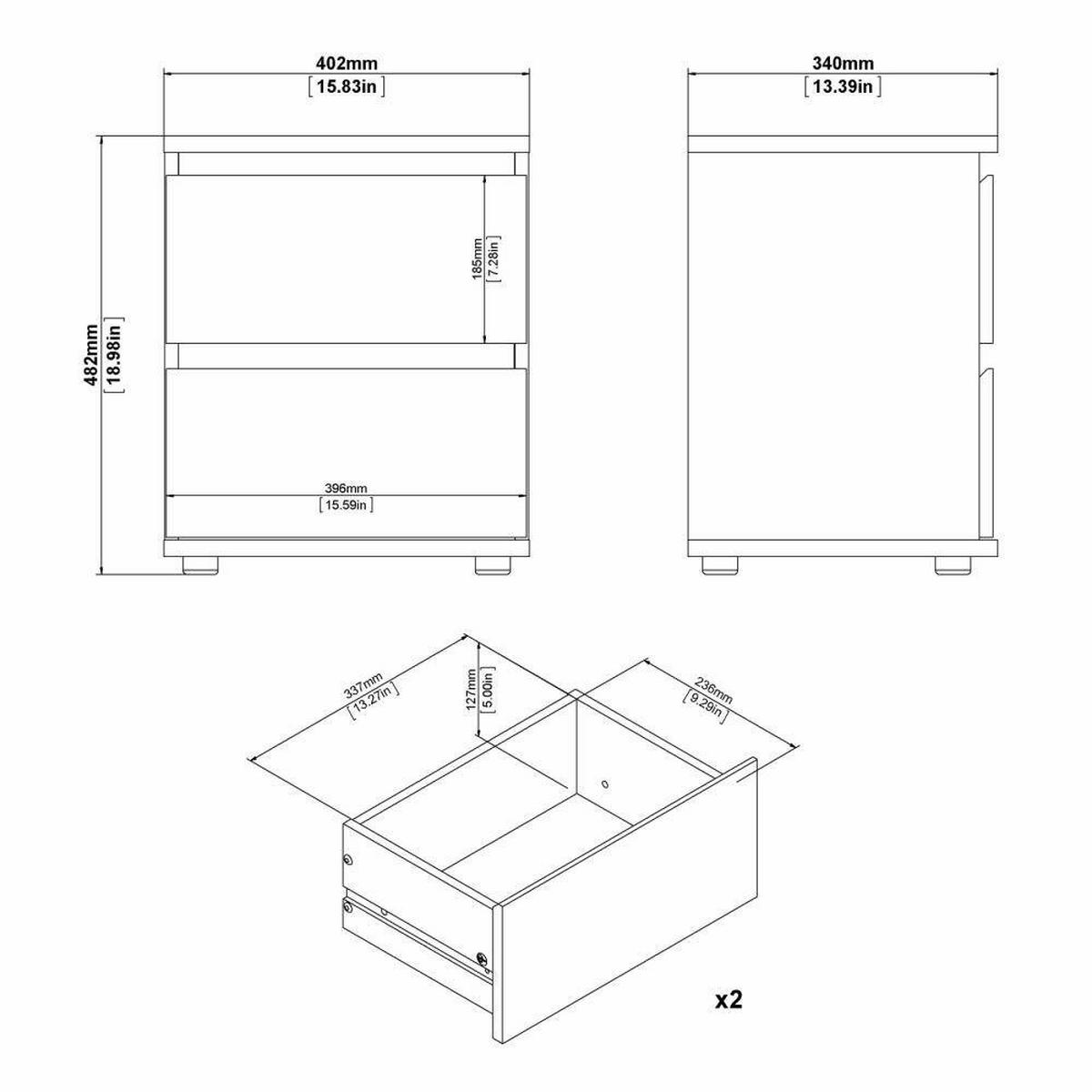 NACHTTISCH Eiche 34/40.2/48.2 cm - Braun, Holzwerkstoff (40.2/48.2/34cm) - DMORA