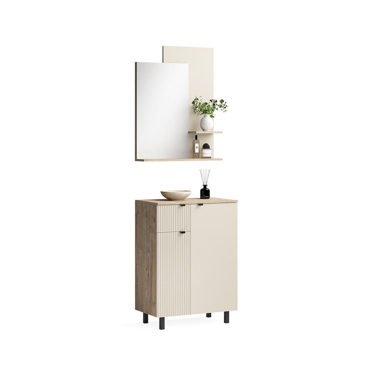 GARDEROBE Puerto, Eiche/Cashmere, 2-er Set - Kaschmir/Eichefarben, Holzwerkstoff (69/95/40cm) - Vicco