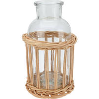 DEKOFLASCHE Weidenkorb - Braun, Glas (13/21/13cm)