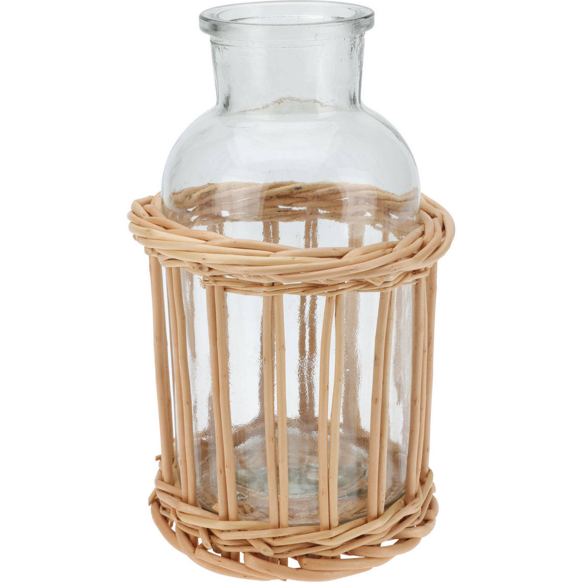 DEKOFLASCHE Weidenkorb - Braun, Glas (13/21/13cm)