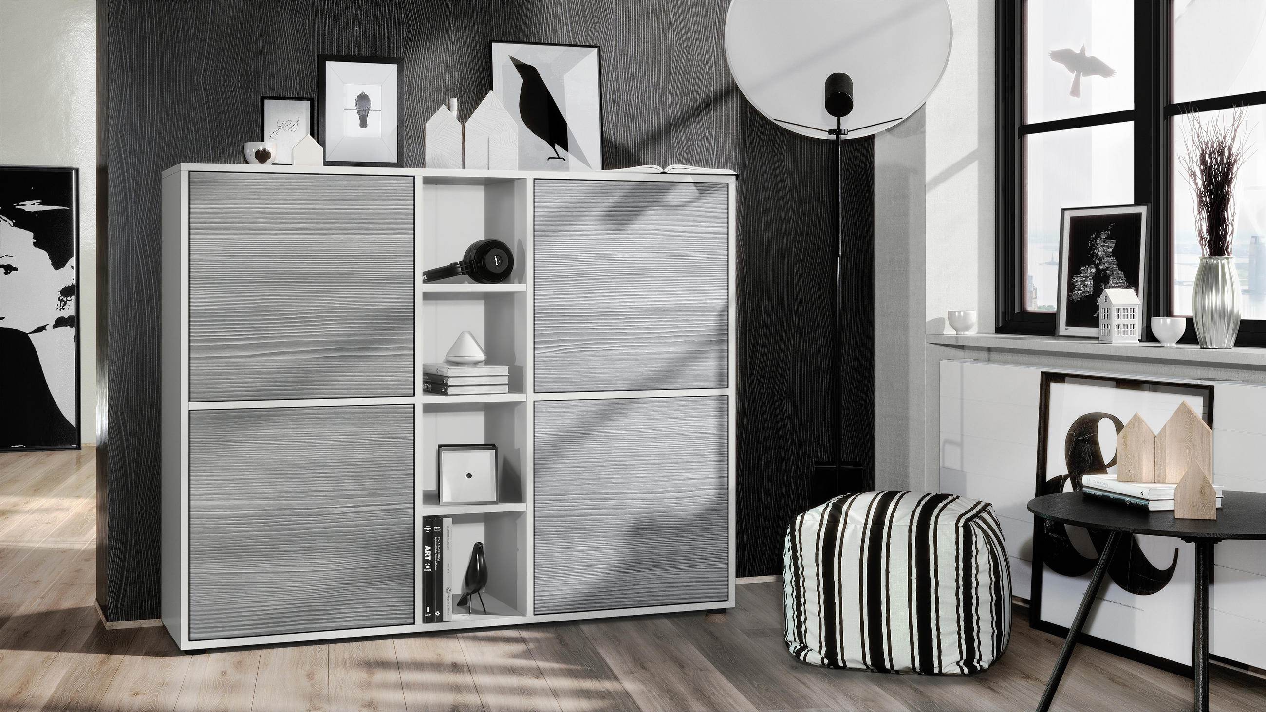 HIGHBOARD Cuba Türen in Avola-Anthrazit - Anthrazit, Holzwerkstoff (130.5/105.5/35.5cm) - Vladon