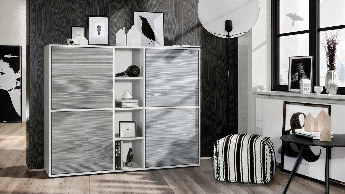 HIGHBOARD Cuba Türen in Avola-Anthrazit - Anthrazit, Holzwerkstoff (130.5/105.5/35.5cm) - Vladon