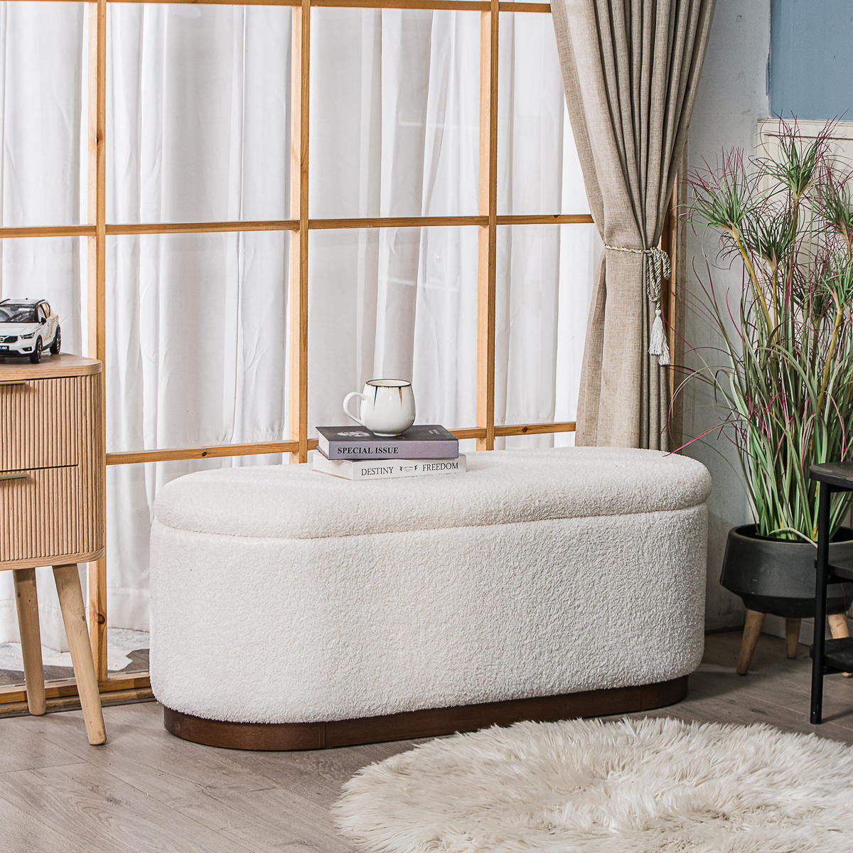 SITZBANK Wolle Weiß - Weiß, Textil (100/40/40cm) - Nordlys