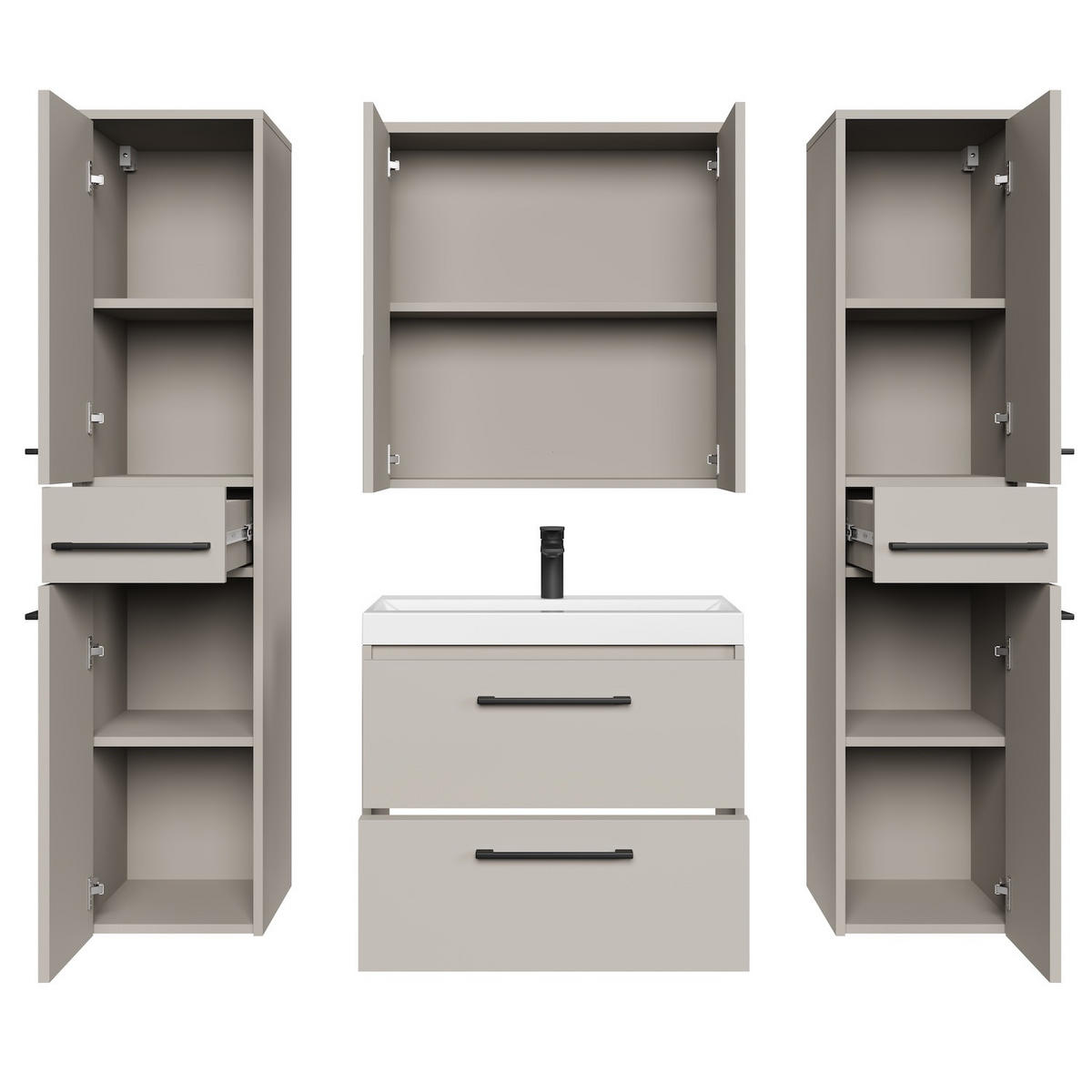 BADMÖBEL-SET Florence 5 Teile Cashmere - 60 x 35 x 51 cm - Kaschmir, Holz (60/51/35cm) - Badplaats