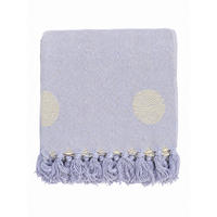 WOHNDECKE Baumwolle 130x170 cm Mit Fransen – Polka Royal/Natur - Blau, Naturmaterialien (130/170cm) - AU Maison