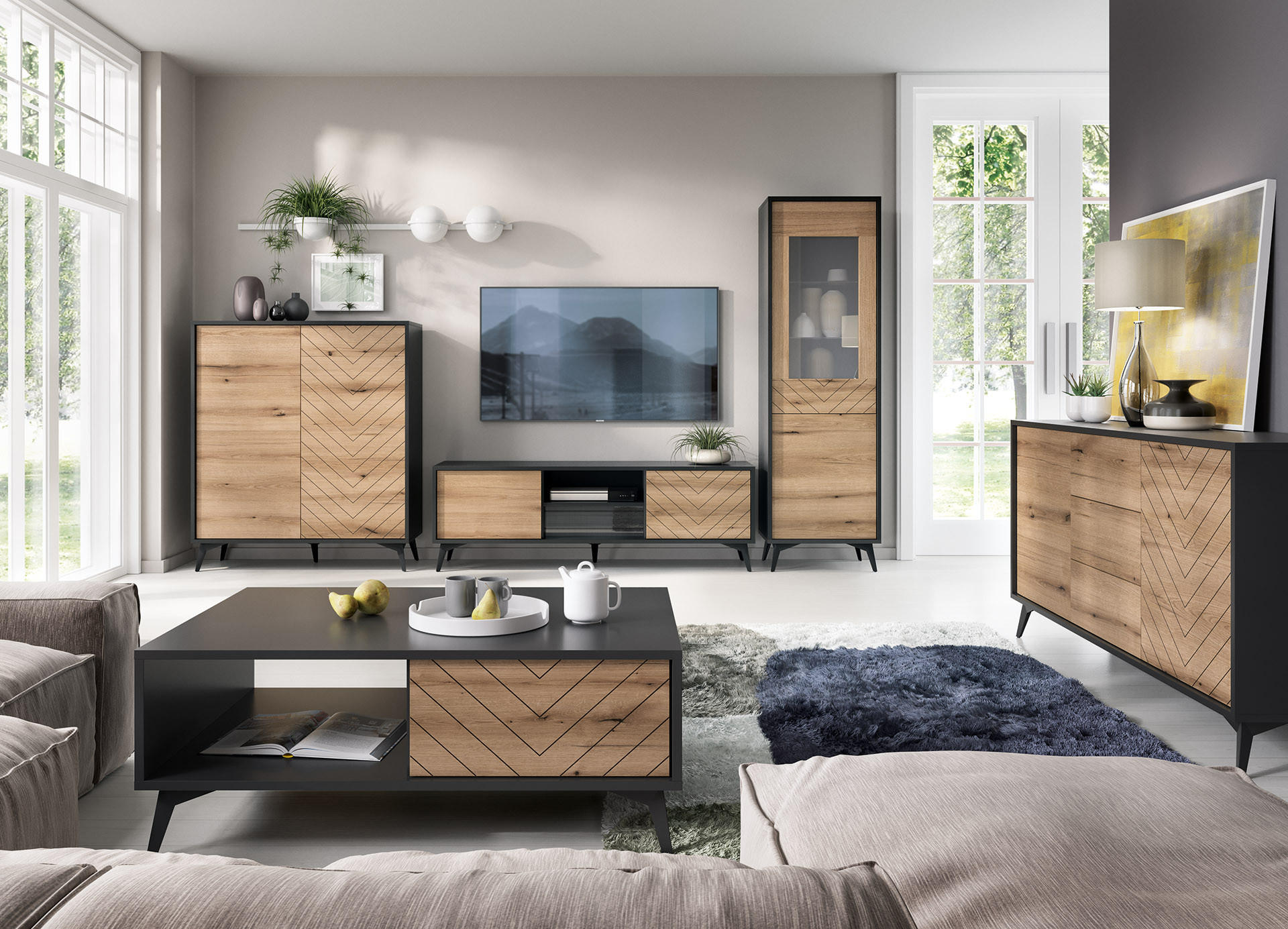Thumbnail - Simkam Furniture Kommode, Eiche, Holzwerkstoff, 3 Schubladen, 104x77x39 cm, Wohnzimmer, Kommoden & Sideboards, Kommoden