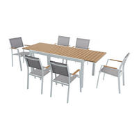 GARTENESSGRUPPE im Set - 6 -Sitzer - Textilene - weiß - MACILA - Weiß, Metall - Vente-Unique
