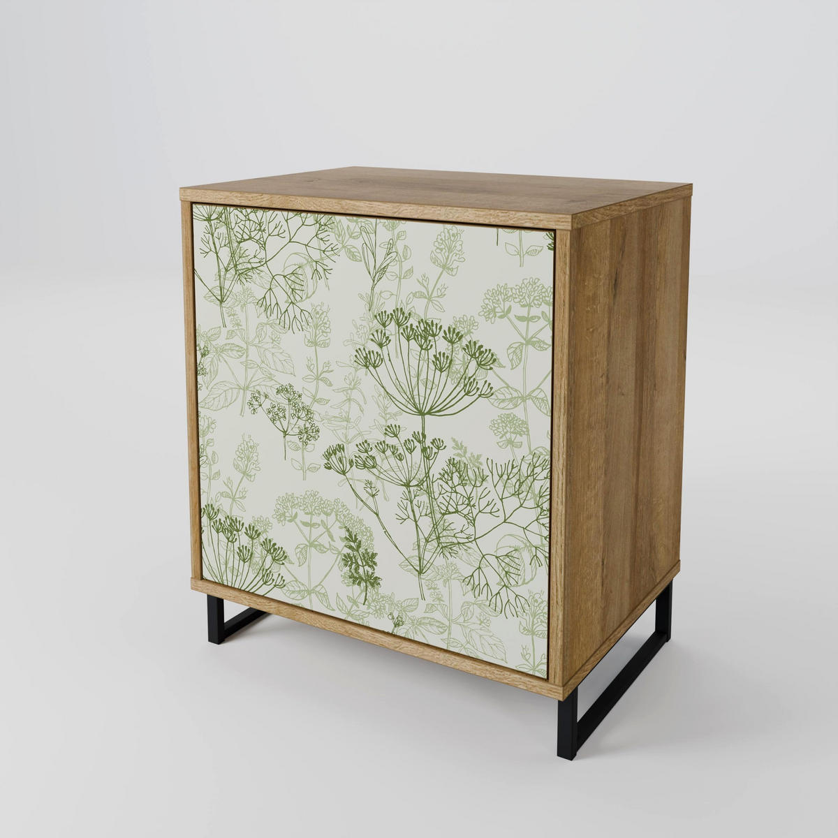 SIDEBOARD FENNEL BALDACHIN, Eichefarben, 57,5x42x75,5 cm, Goldfarbene Metallfüße - Eichefarben/Goldfarben, Holzwerkstoff/Metall (57.5/75.5/42cm) - SpaceRebels