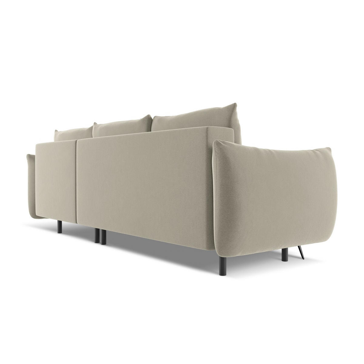 ECKSOFA mit Schlaffunktion Samt Stoff Creme - Perlmutt/Creme, Textil/Metall (242/162cm) - Makamii