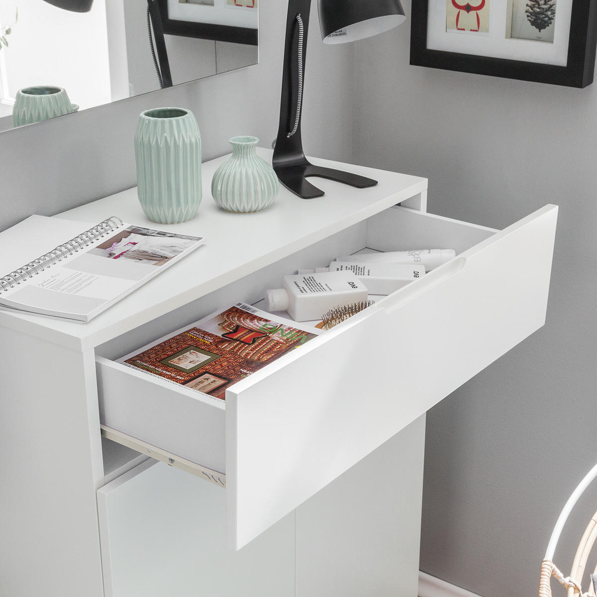 SCHUHKOMMODE mit 1 Schublade - Eichefarben/Weiß, Holzwerkstoff (76/103/37cm) - home24