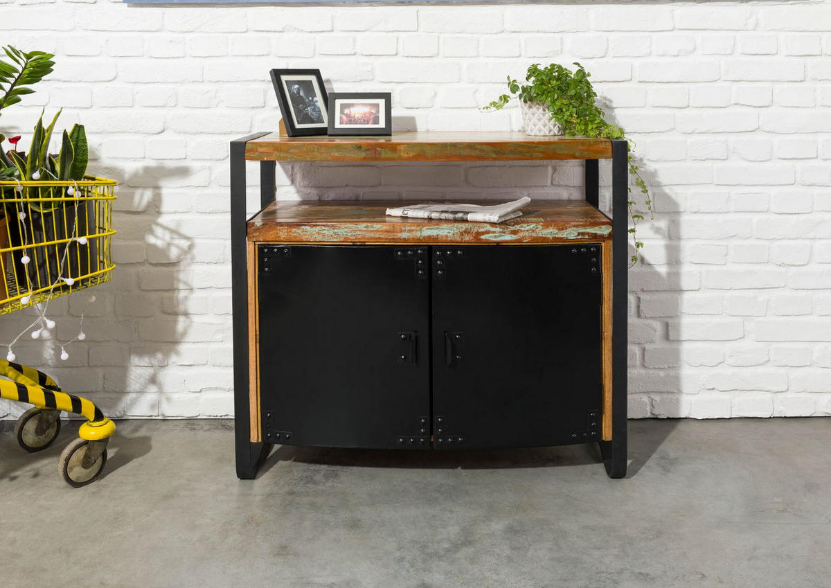 KOMMODE Altholz 100x43x90 mehrfarbig lackiert INDUSTRIAL #41 - Multicolor, Holz (100/90/43cm) - Massivmoebel24