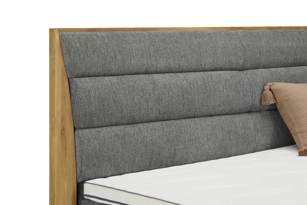 BOXSPRINGBETT 140/160/180x200 – inkl. Bettkasten, 7‑Zonen‑Taschenfederkern-Matratze und Topper - Eichefarben/Anthrazit, Holz/Textil (200/200cm) - Cotta