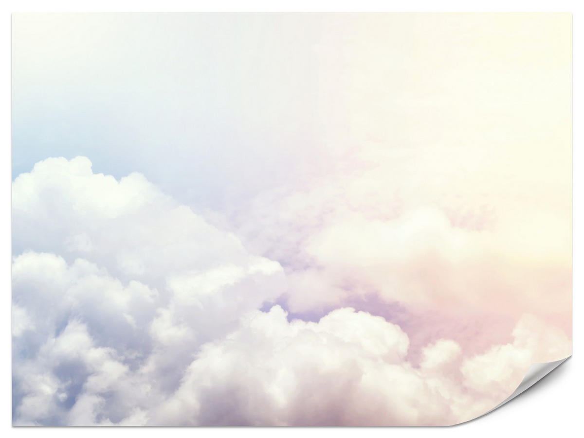 FOTOTAPETE für Schlafzimmer Blau Rosa Himmel Wolken 500x350 - Blau/Beige, Papier (500/350cm) - Muralo