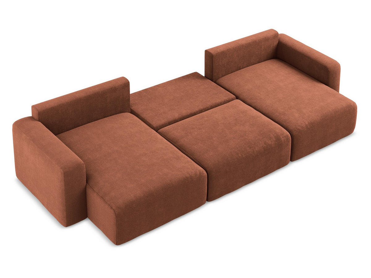 WOHNLANDSCHAFT Chenille Stoff Orange - Terra cotta/Schwarz, Kunststoff/Textil (332/79/149cm) - Makamii