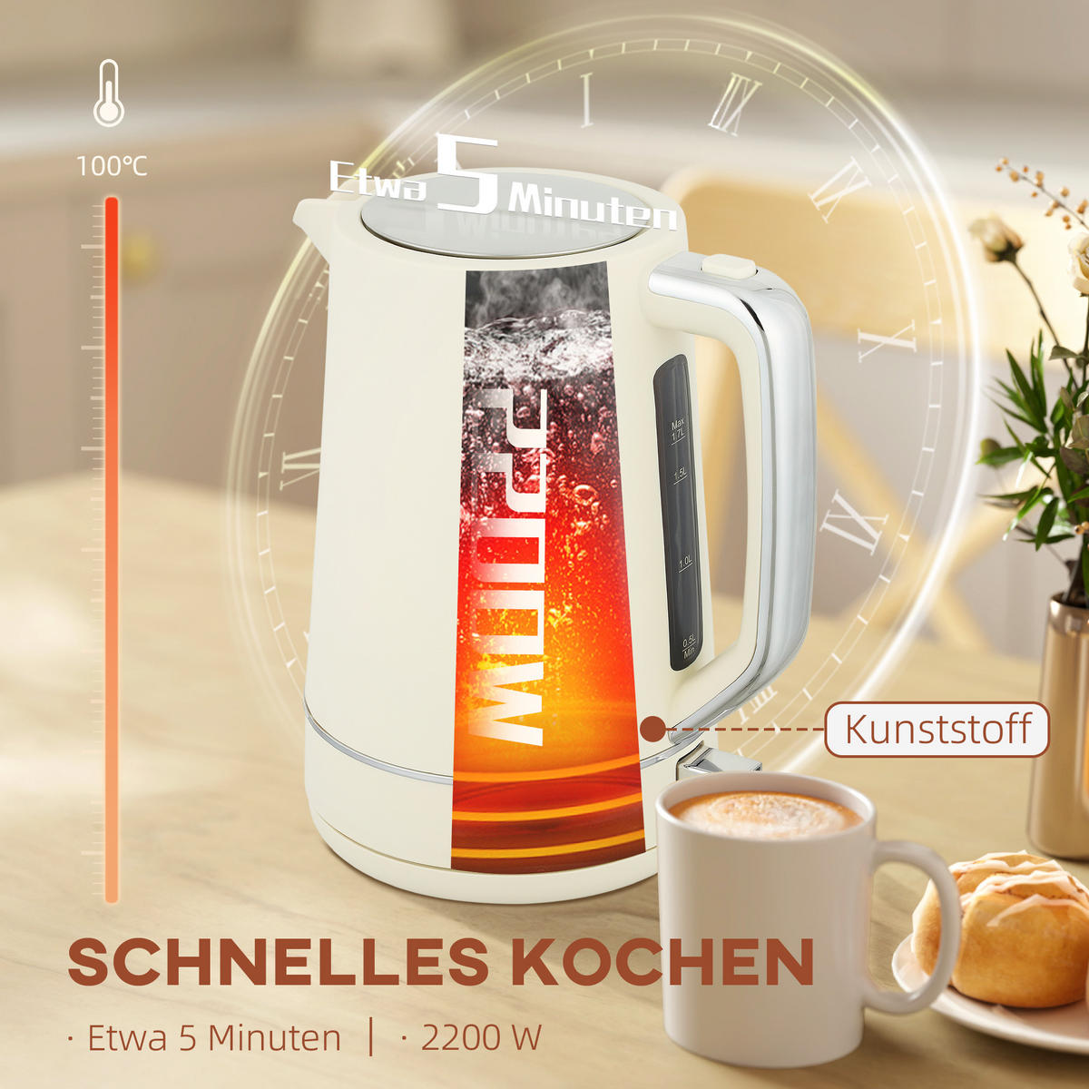 KOCHER-TOASTER-SET 2er Set Stahl Kunststoff Beige - Beige, Kunststoff (16/24.3/21.2cm) - HOMCOM