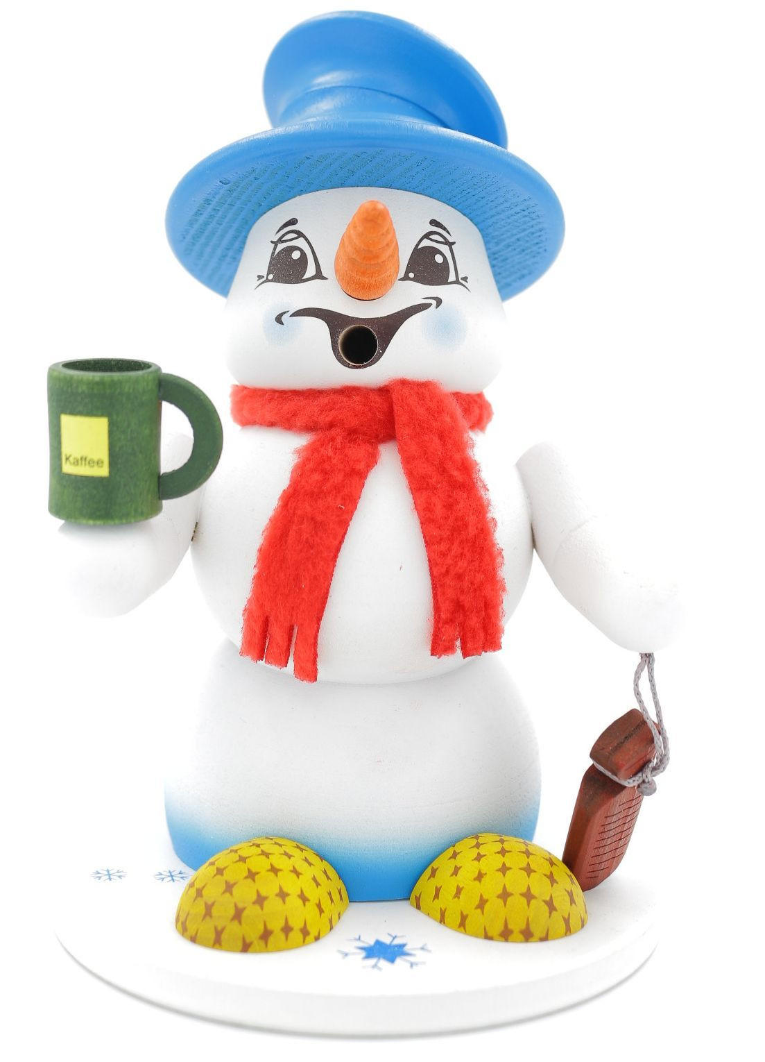 RAUCHFIGUR Schneemann Weiß Schlafmütze 19 cm - Multicolor, Holz (15/19/0.1cm)