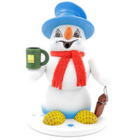 RAUCHFIGUR Schneemann Weiß Schlafmütze 19 cm - Multicolor, Holz (15/19/0.1cm)