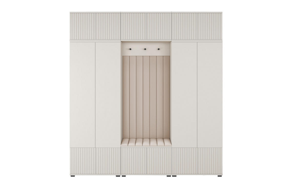 GARDEROBE Ritmo version 3 mit POLSTERPANEELEN BEIGE - Beige, Holzwerkstoff (210/225/40cm) - Jerpax