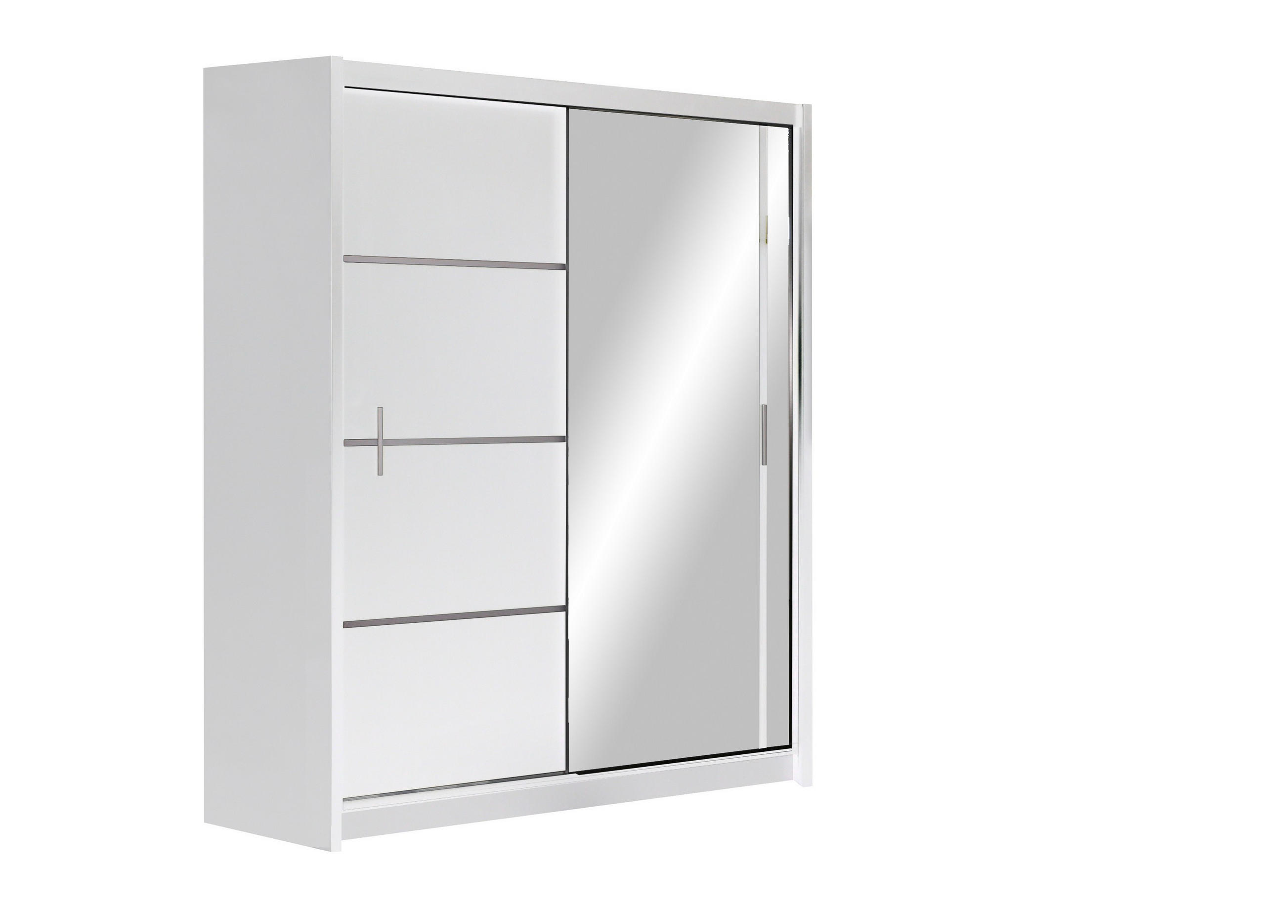 SCHWEBETÜRENSCHRANK NASUS 180/215/61 cm 2-türig mit Spiegel Weiß - Weiß, Holzwerkstoff (180/215/61cm) - MASSENO