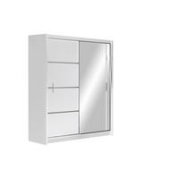 SCHWEBETÜRENSCHRANK NASUS 180/215/61 cm 2-türig mit Spiegel Weiß - Weiß, Holzwerkstoff (180/215/61cm) - MASSENO