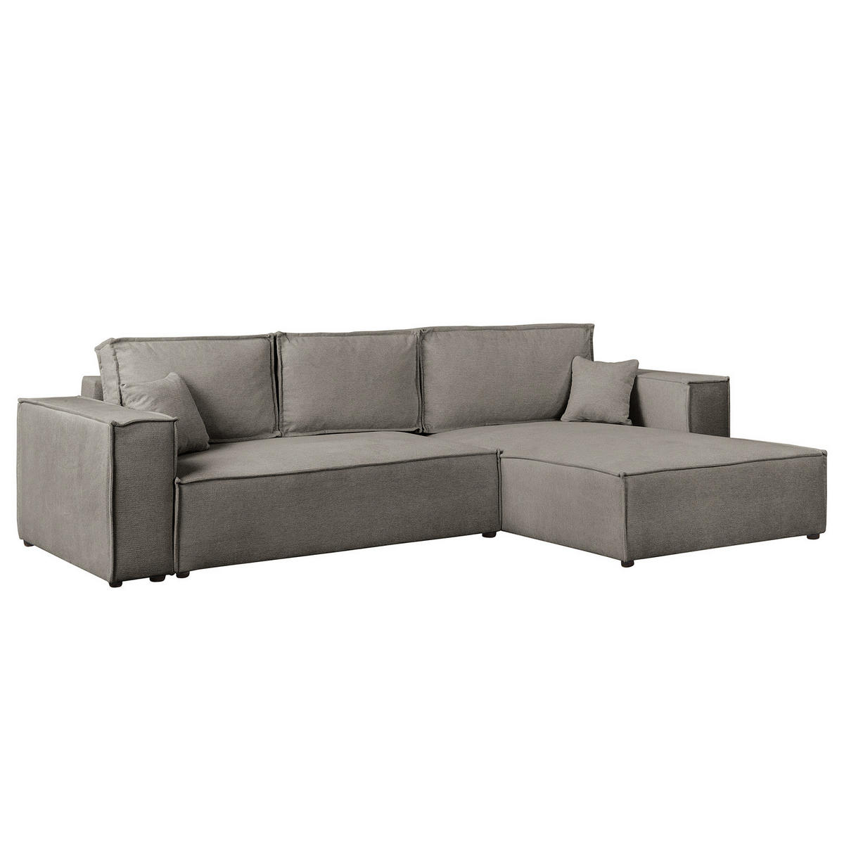 ECKSOFA mit Schlaffunktion - 290 cm - Schwarz/Grau, Kunststoff/Textil (290/185cm) - home24