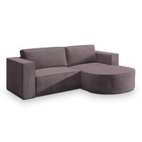 ECKSOFA SORELA M R-S Lila Velours-Stoff mit Schlaffunktion - Lila, Holz (263/174cm) - MASSENO