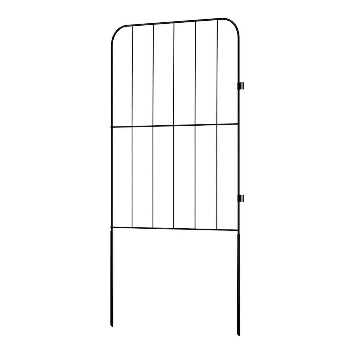 GARTENZAUN 25 Stück aus Metall in Schwarz Abnehmbares Design Robuste Metallkonstruktion je Paneel: 31 cm B × 61 cm H - Schwarz, Metall (31cm) - Livingandhome
