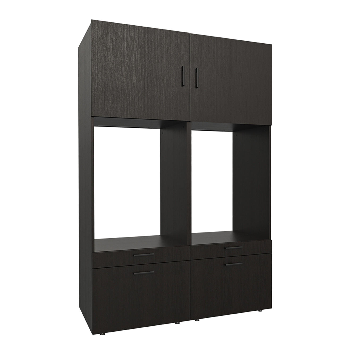 WASCHMASCHINENSCHRANK Serie 2 134cm Breit, 205cm Hoch - Schwarz, Holzwerkstoff (134/205/67cm)