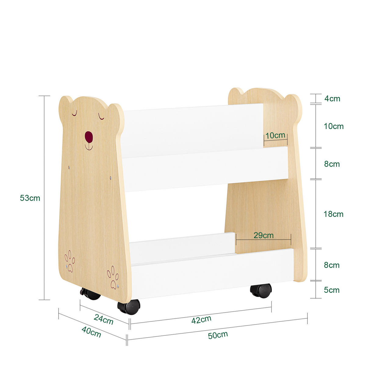 KINDERREGAL Weiß-Natur - Weiß/Naturfarben, Holzwerkstoff (50/53/40cm) - SoBuy