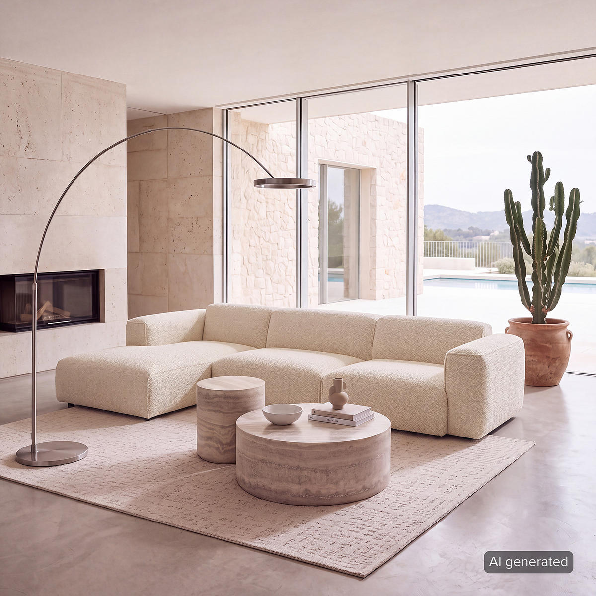 3-SITZER ECKSOFA mit Longchair - Beige/Schwarz, Kunststoff/Textil (317/173cm) - home24