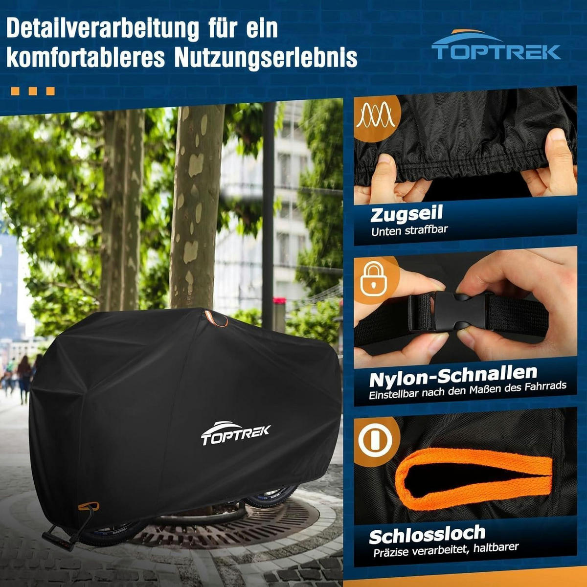 FAHRRADABDECKUNG 420D Oxford 200 x 110 x 70 cm - Schwarz, Textil (110/70/200cm)