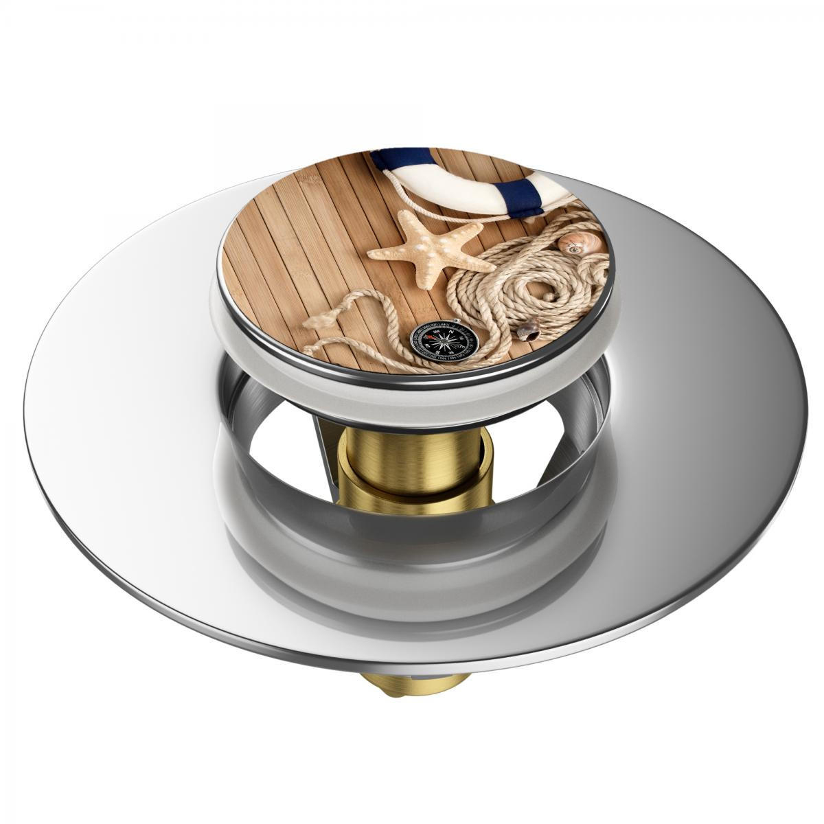 WASCHBECKENSTÖPSEL Pop-Up Maritime - Beige, Metall (6/4/5cm) - Sanilo