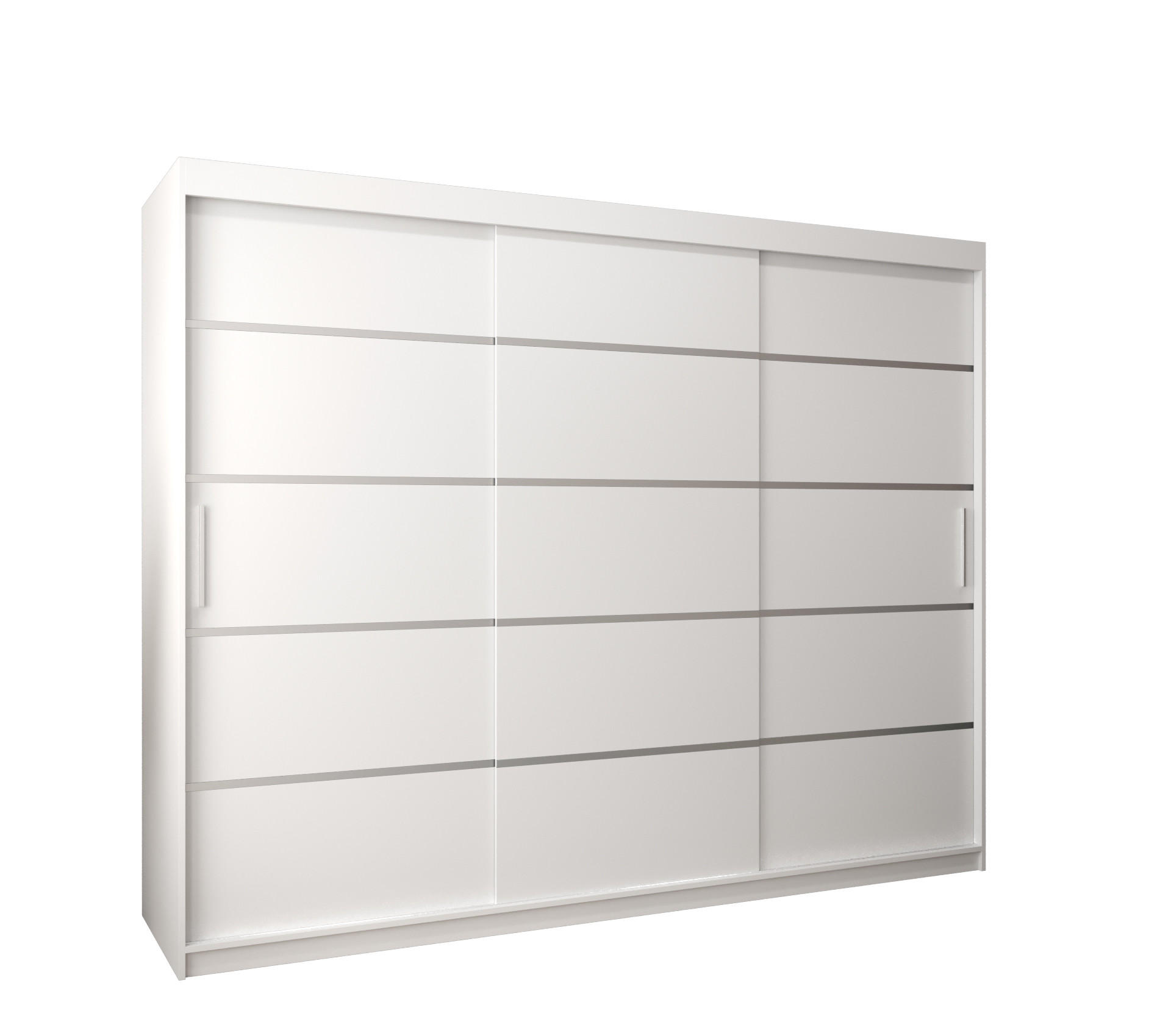 Möbel Kryspol Schwebetürenschrank Weiß, Silber 250x200x62 cm